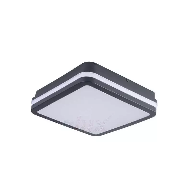 Plafonnier LED 18W étanche IP54 carré côté 220mm Graphite - Blanc Naturel 4000K