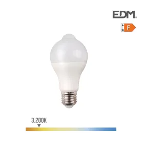 Ampoule LED E27 12W Ronde A60 à Détection de Mouvement - Blanc Chaud 3200K