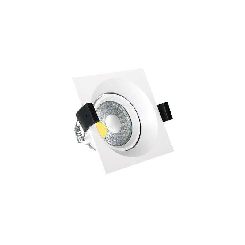 Downlight LED 8W carré Inox - Blanc du Jour 6000K