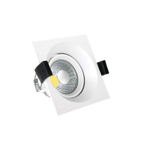 Downlight LED 8W carré Inox - Blanc du Jour 6000K