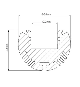 Profilé Aluminium Rond Ø24mm ALU-ROUND 2m