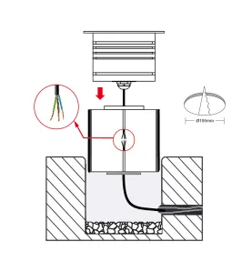 Spot LED Extérieur encastrable 220V 25W (éclairage 200W) - étanche IP67 diamètre 195mm éclairage bleu 2000lm