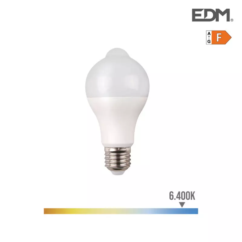 Ampoule LED A60 E27 avec Detecteur 12W 1055lm (75W) 220° - Blanc du Jour 6400K