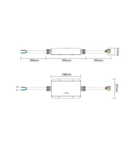 Contrôleur LED Wifi CCT RGB étanche IP67 5 en 1 DC12 pour mini spots LED