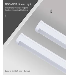 Réglette LED 18W 1900lm Étanche IP66 140° Pilotable 4/8 Zones - RGB+CCT 2700K-6500K LL1-18