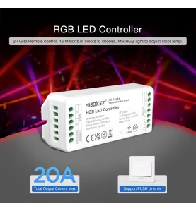 Contrôleur LED DC12/36V 10A/Ch RadioFréquence / Alexa / Google Asisstant - RGB 037P