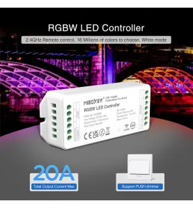 Contrôleur LED DC12/36V 10A/Ch RadioFréquence / Alexa / Google Asisstant - RGB+W 038P