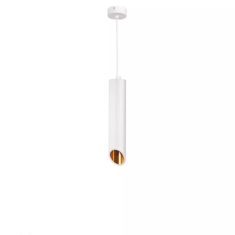 Suspension Moderne GU10 Blanche Diffuseur Or H30cm