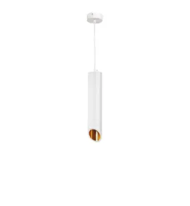 Suspension Moderne GU10 Blanche Diffuseur Or H30cm