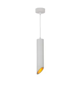 Suspension Moderne GU10 Blanche Diffuseur Or H30cm