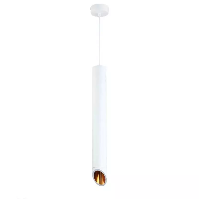 Suspension Moderne GU10 Blanche Diffuseur Or H50cm