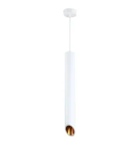 Suspension Moderne GU10 Blanche Diffuseur Or H50cm