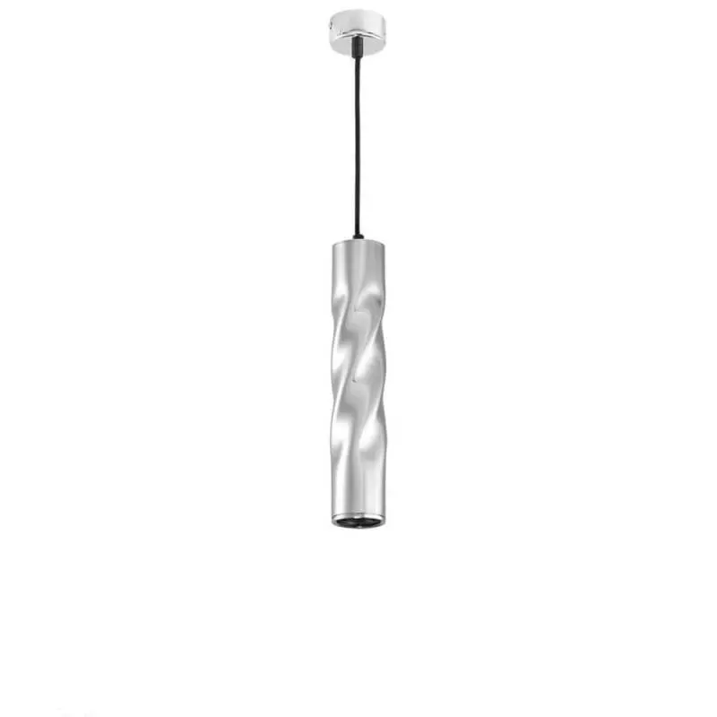 Suspension Moderne Torsade GU10 Argent H30cm