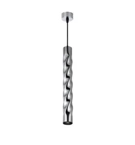 Suspension Moderne Torsade GU10 Argent H30cm