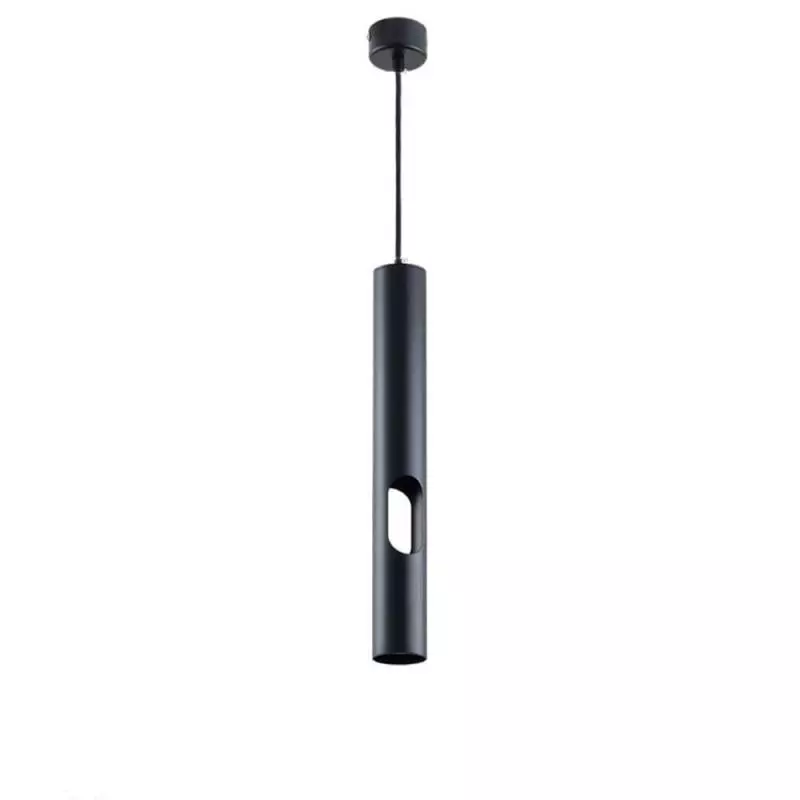 Suspension Moderne GU10 Noire Diffuseur Or H40cm