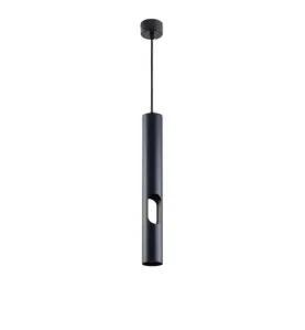 Suspension Moderne GU10 Noire Diffuseur Or H40cm