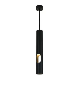 Suspension Moderne GU10 Noire Diffuseur Or H40cm