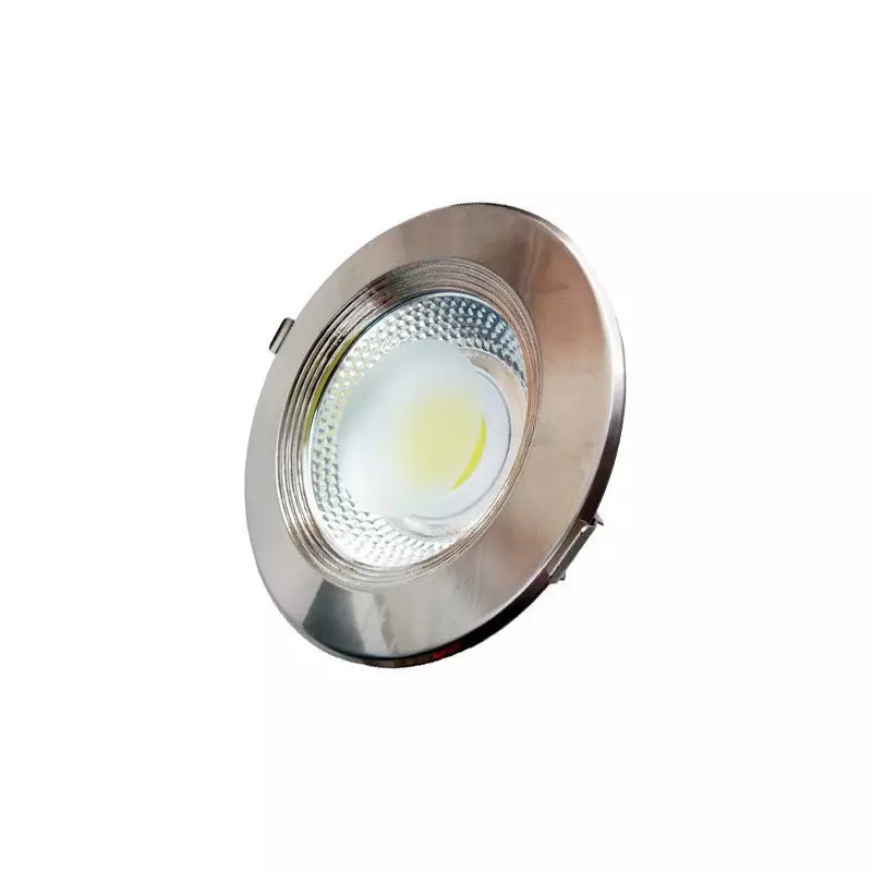 Downlight LED 10W rond ∅125mm Inox - Blanc du Jour 6000K