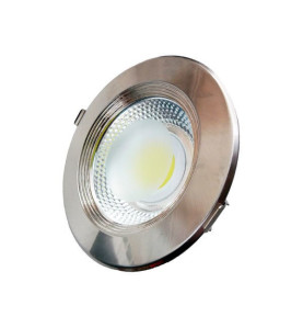 Downlight LED 10W rond ∅125mm Inox - Blanc du Jour 6000K