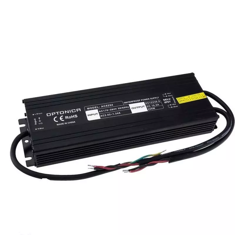 Alimentation LED DC12V 200W 16.5A Étanche IP67