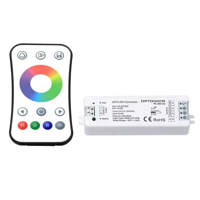 Kit Complet Télécommande et contrôleur à Radio Fréquence pour Éclairage LED RGB/RGBW