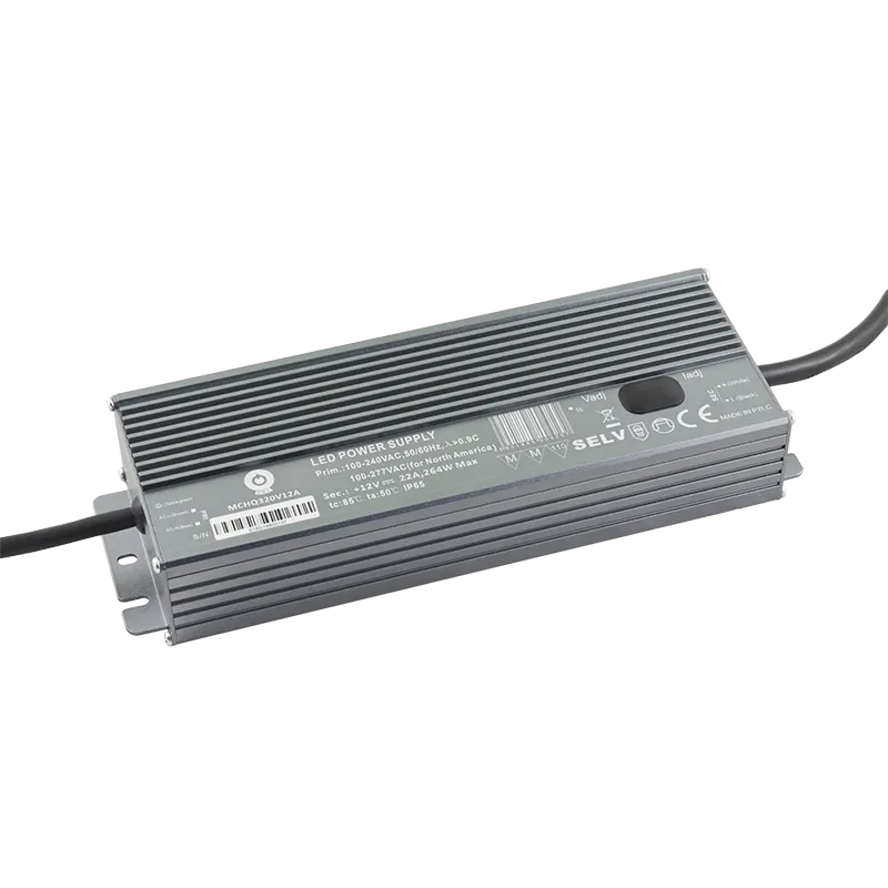 Alimentation LED Professionnel DC12V 264W 22A Étanche IP67 avec Tension Ajustable GLP