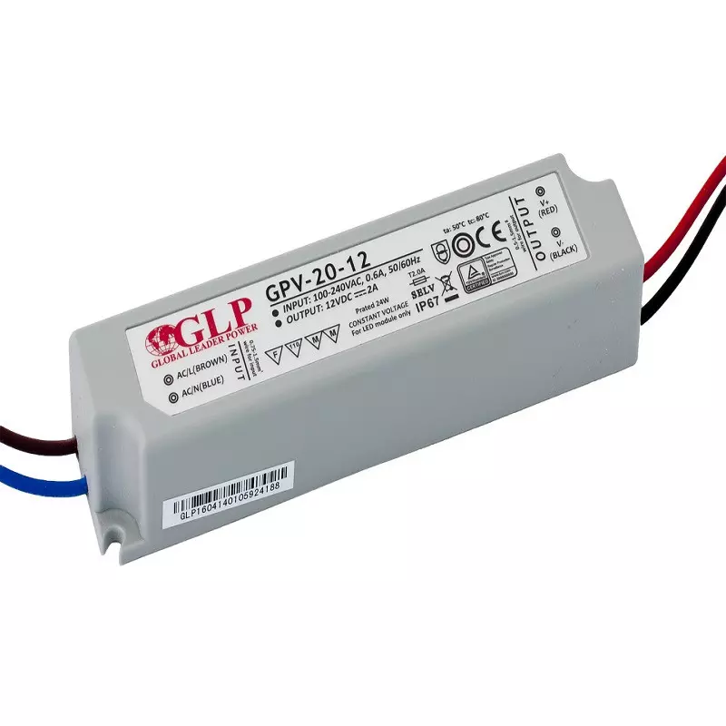 Alimentation LED DC15V 20W 1,33A Étanche IP67 GLP