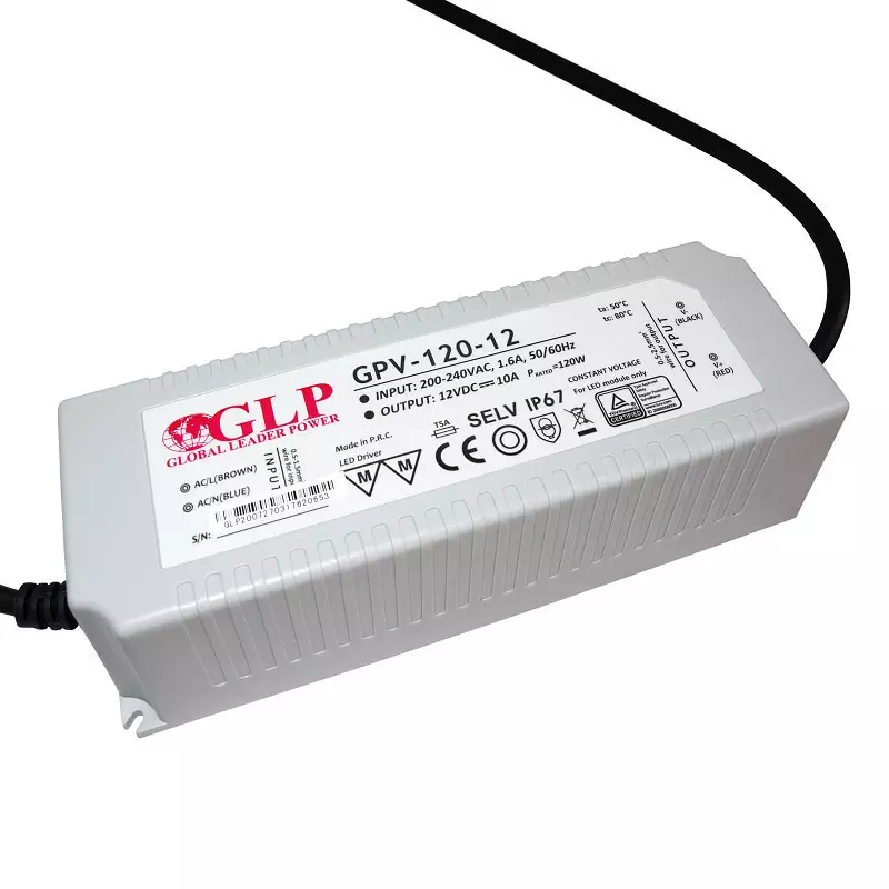 Alimentation LED DC12V 120W 10A Étanche IP67 GLP