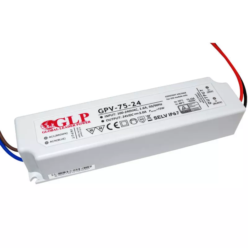 Alimentation LED DC24V 75W 3A Étanche IP67 GLP