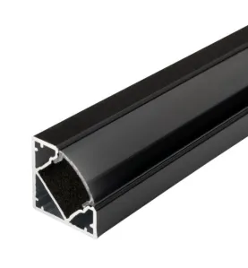 Profilé Noir diffuseur Noir pour Angle 45° pour Ruban LED 2m