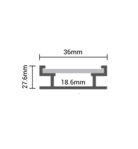 Profilé Aluminium Large 36mm pour Ruban LED 2m