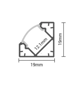 Profilé Noir diffuseur Noir pour Angle 45° pour Ruban LED 2m