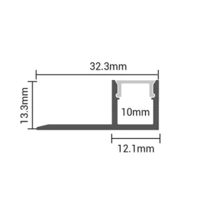 Profilé Aluminium à Enduire Gris pour Ruban LED 2m