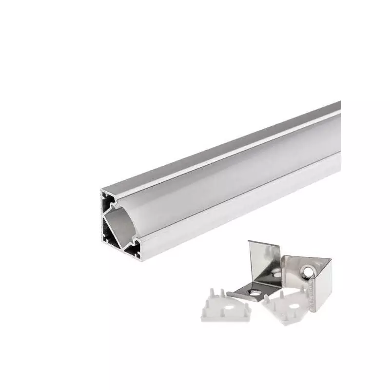 Profilé Aluminium Gris d'Angle 45° pour Ruban LED 1m