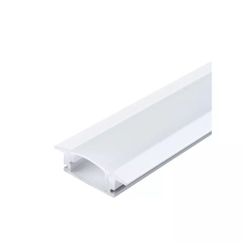 Profilé Aluminium Blanc Encastrable Hauteur 7,4mm Diffuseur Blanc pour Ruban LED 2m