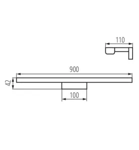 Réglette mural 15W 900mm étanche IP44 Blanc / noir - Blanc Naturel 4000K