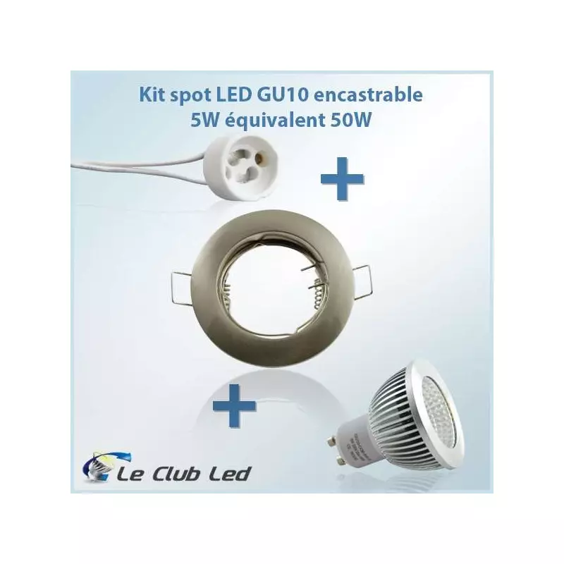 Kit Spot LED GU10 5W rond plafonnier