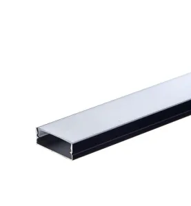 Profilé Aluminium Noir Plat Fin Hauteur 10mm Diffuseur Blanc pour Ruban LED 2m