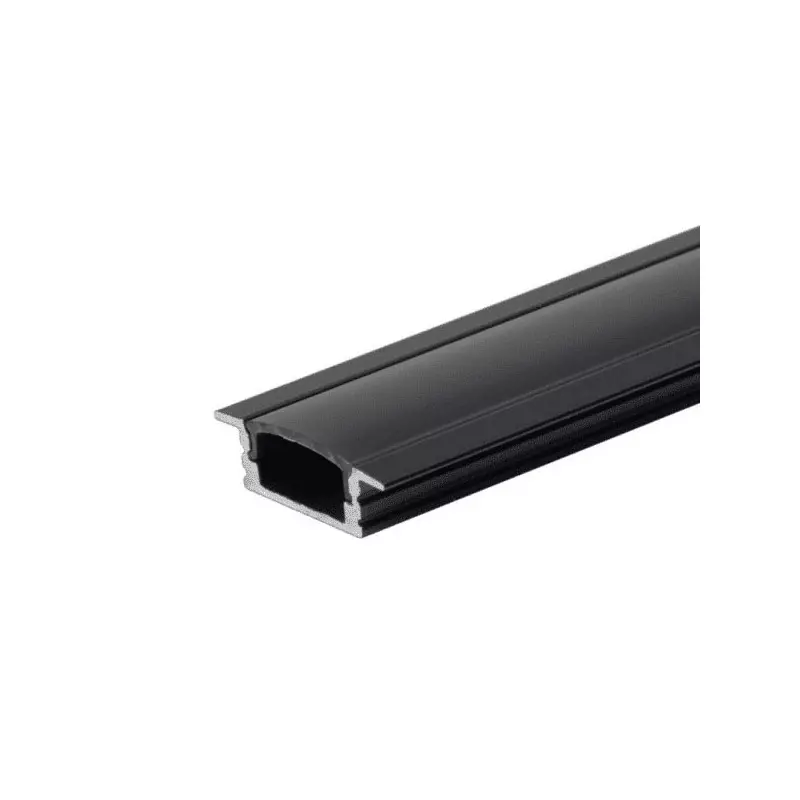 Profilé Encastrable Noir avec Diffuseur Noir Encastrable Hauteur 7,4mm pour Ruban LED 2m