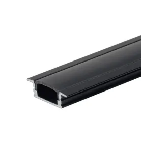 Profilé Encastrable Noir avec Diffuseur Noir Encastrable Hauteur 7,4mm pour Ruban LED 2m