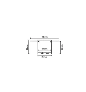 Profilé Aluminium à enduire L71,5 x h30mm avec Diffuseur 2m