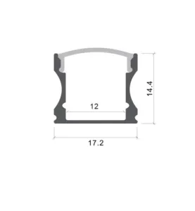 Profile Aluminium 17,2 mm x h14,4mm Diffuseur Blanc pour Ruban LED 2m