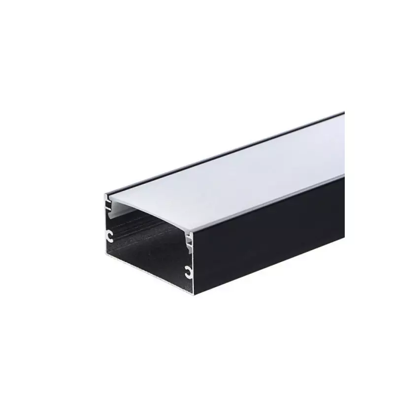 Profilé Aluminium Noir Diffuseur Blanc L40mm x h20mm x 2m