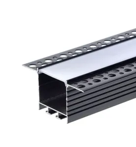 Profilé 2m à Enduire Noir Diffuseur Blanc pour Ruban LED