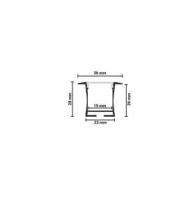 Profilé Aluminium avec Diffuseur Blanc pour Ruban LED 2m