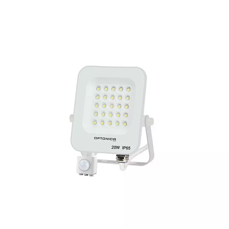 Projecteur LED avec Détecteur Blanc 20W Étanche IP65 1800lm Blanc Chaud 3000K