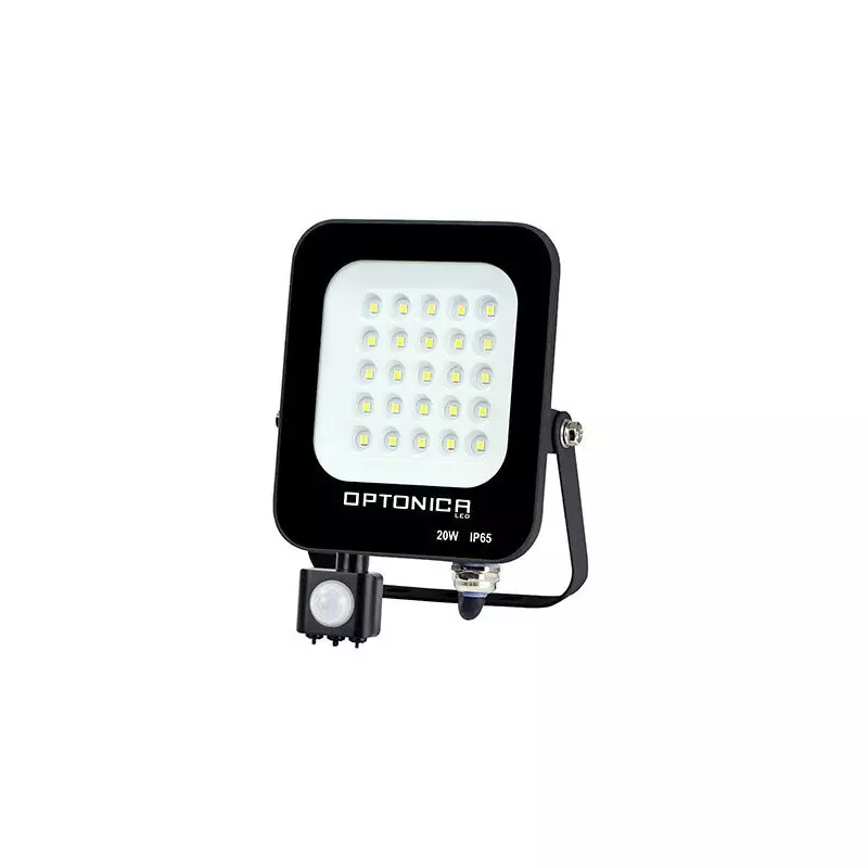 Projecteur LED avec Detecteur Noir 20W Étanche IP 65 1800lm Blanc du jour 6000K