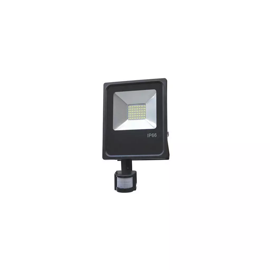 Projecteur LED Noir 20W (100W) à Détecteur IP65 1600lm - Blanc Chaud 2700K