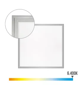 Dalle LED 40W Carré Chrome Mat 59,5 x 59,5 x 3,5cm - Blanc du Jour 6400K