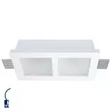 Support Spot Encastrable Blanc Rectangulaire Largeur 215mm 2xGU10 Max 10W